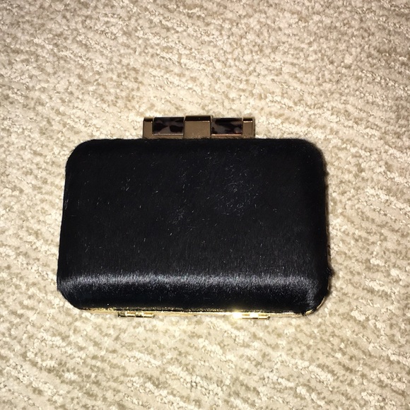 C Wonder Faux Black Calf Hair Minaudiere - Picture 2 of 7